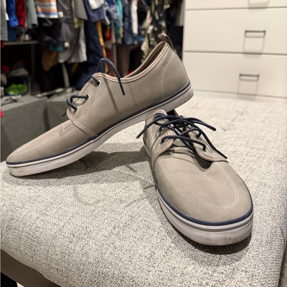 Gray Boat Shoes with Canvas Upper and Rubber Sole
